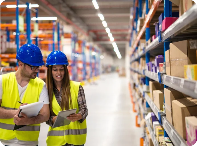 Worker managing inventory