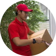 Illustration of package delivery at doorstep